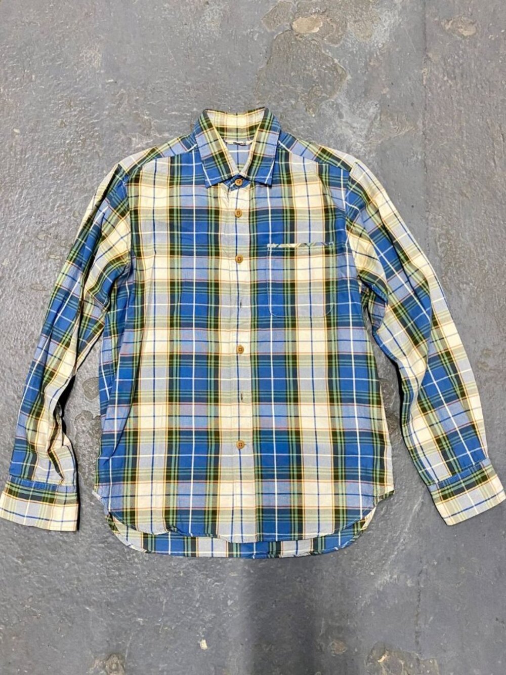 45RPM 45R YELLOW BLUE PLAID SHIRT